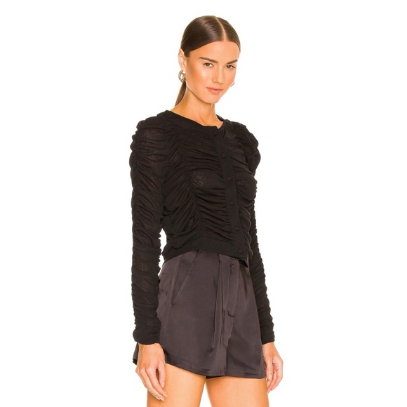 BCBGeneration Black Ruched Button Up Top | Size M - Picture 5 of 14